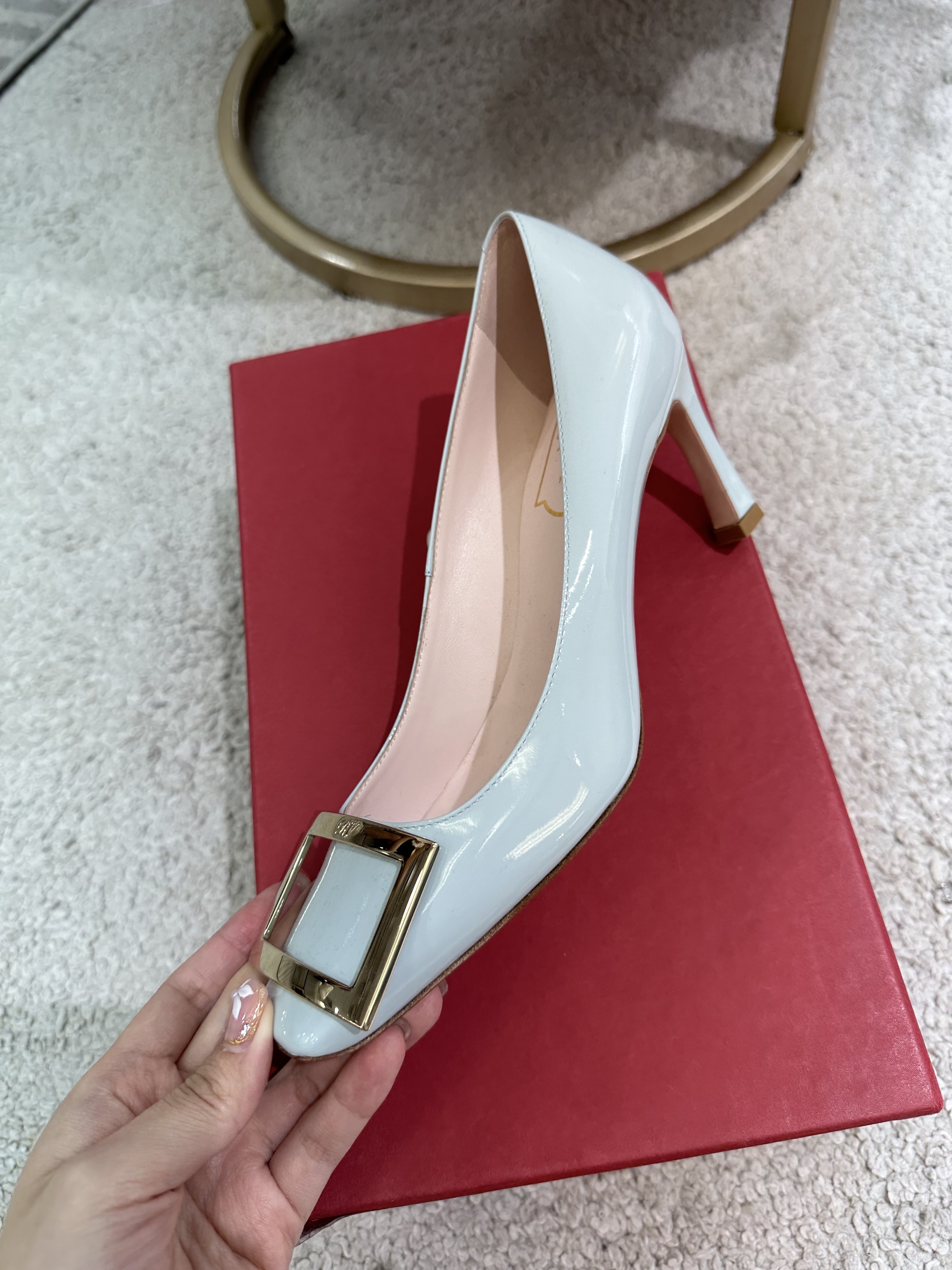 Rv 湖水藍金扣7cm -T