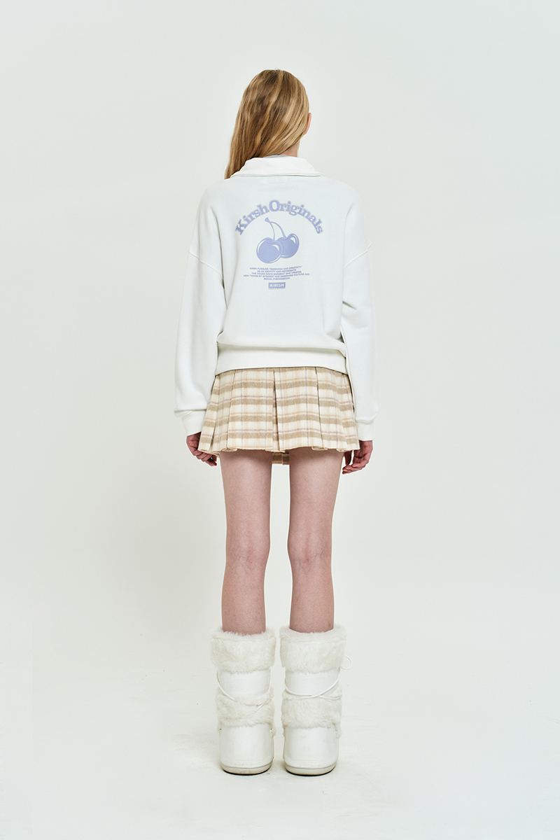 KIRSH - CHERRY ARCH CROP HALF ZIP UP [WHITE]
