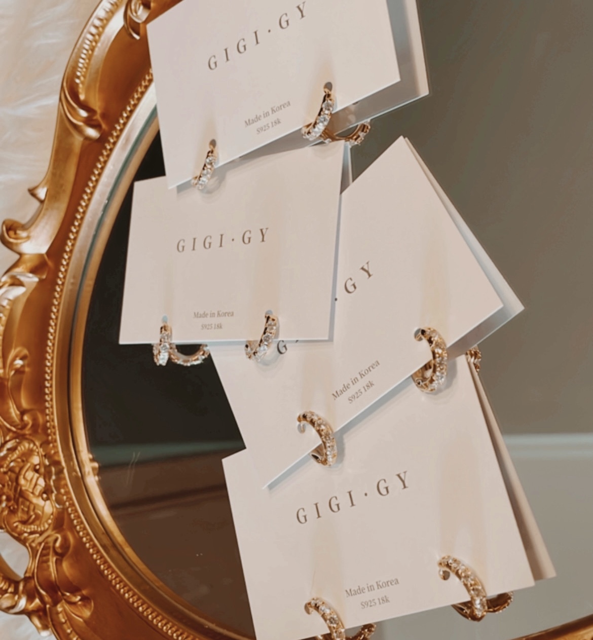 18k GY金圓水鑽重磅耳扣