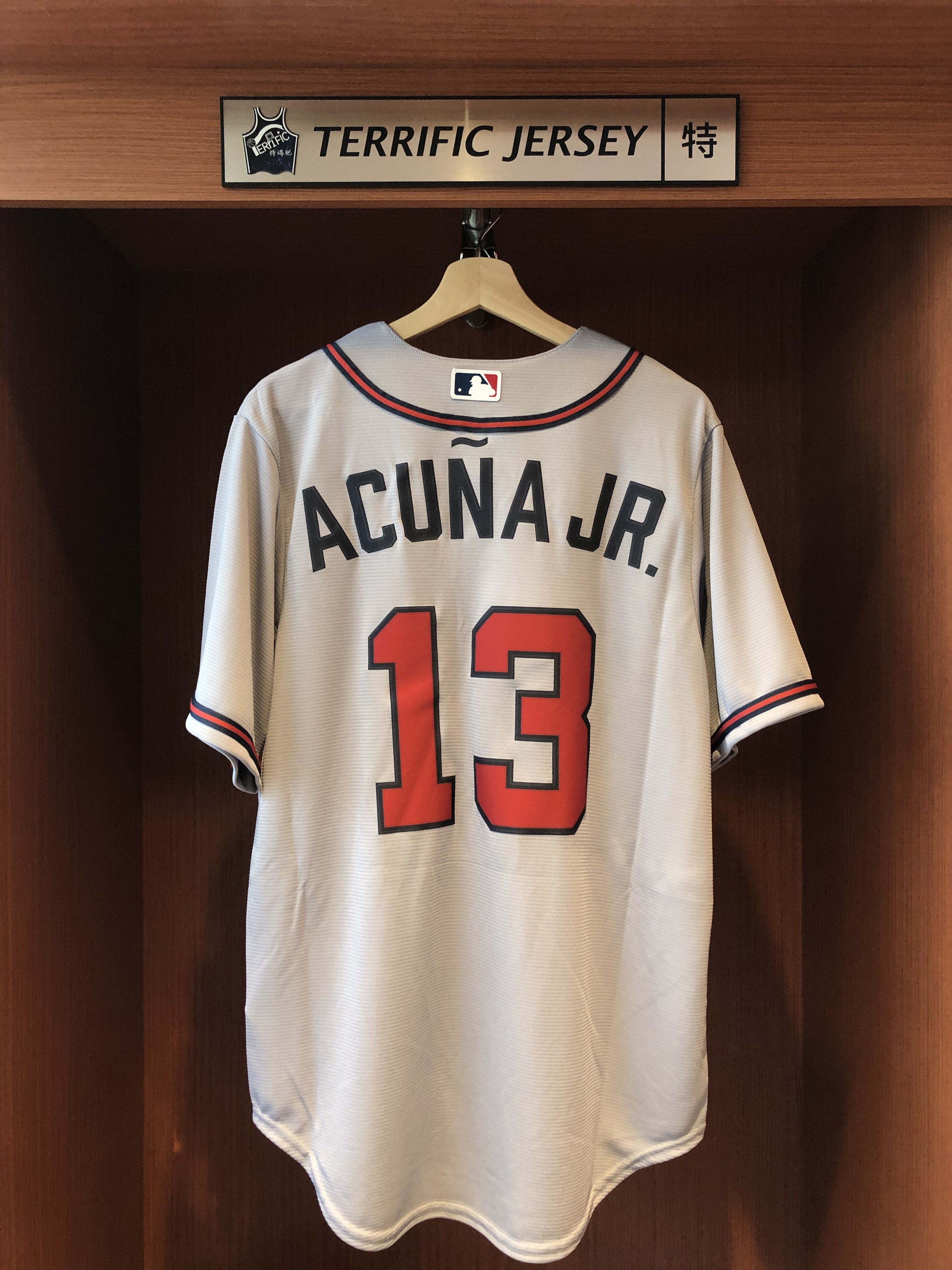 MLB球衣 Ronald Acuna Jr. 亞特蘭大勇士灰 Nike Replica Player Name Jersey 球迷版 熱轉印 全新