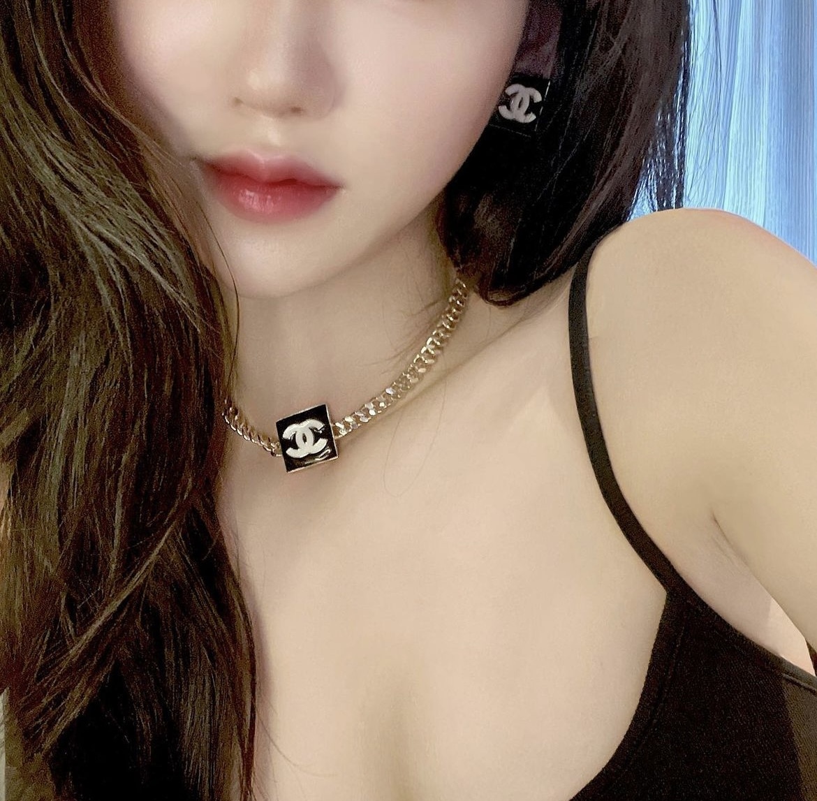 香奶奶 經典黑白琺瑯方金塊choker 翻玩系列