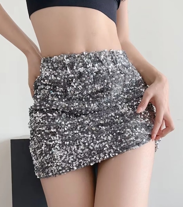 滿滿亮片堆疊高腰短裙