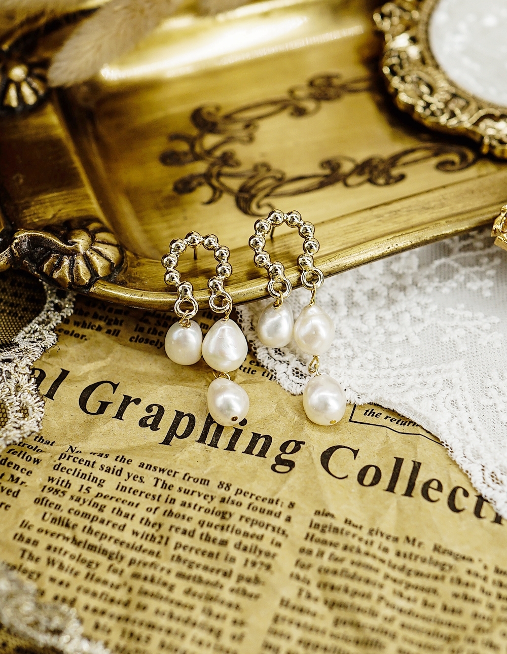 皇室復古✧天然淡水巴洛克珍珠耳環