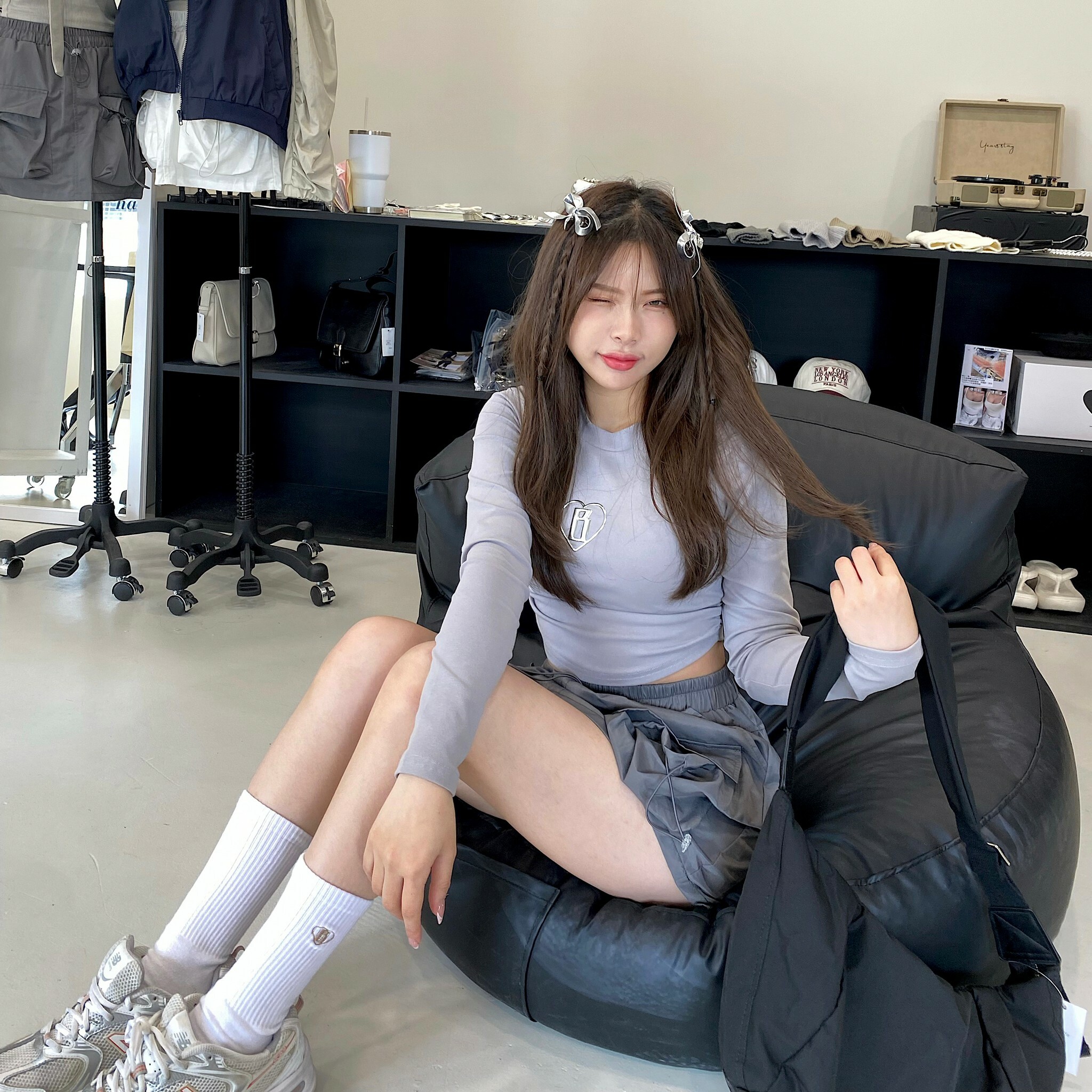 MMB液態金屬未來感抓皺長tee