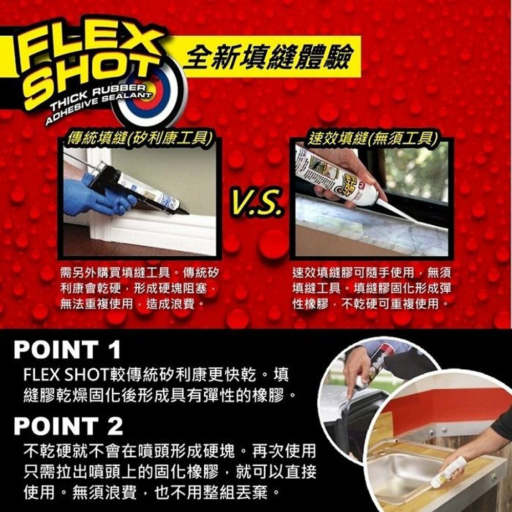 FLEX SHOT速效填縫膠（亮白色／附噴嘴）