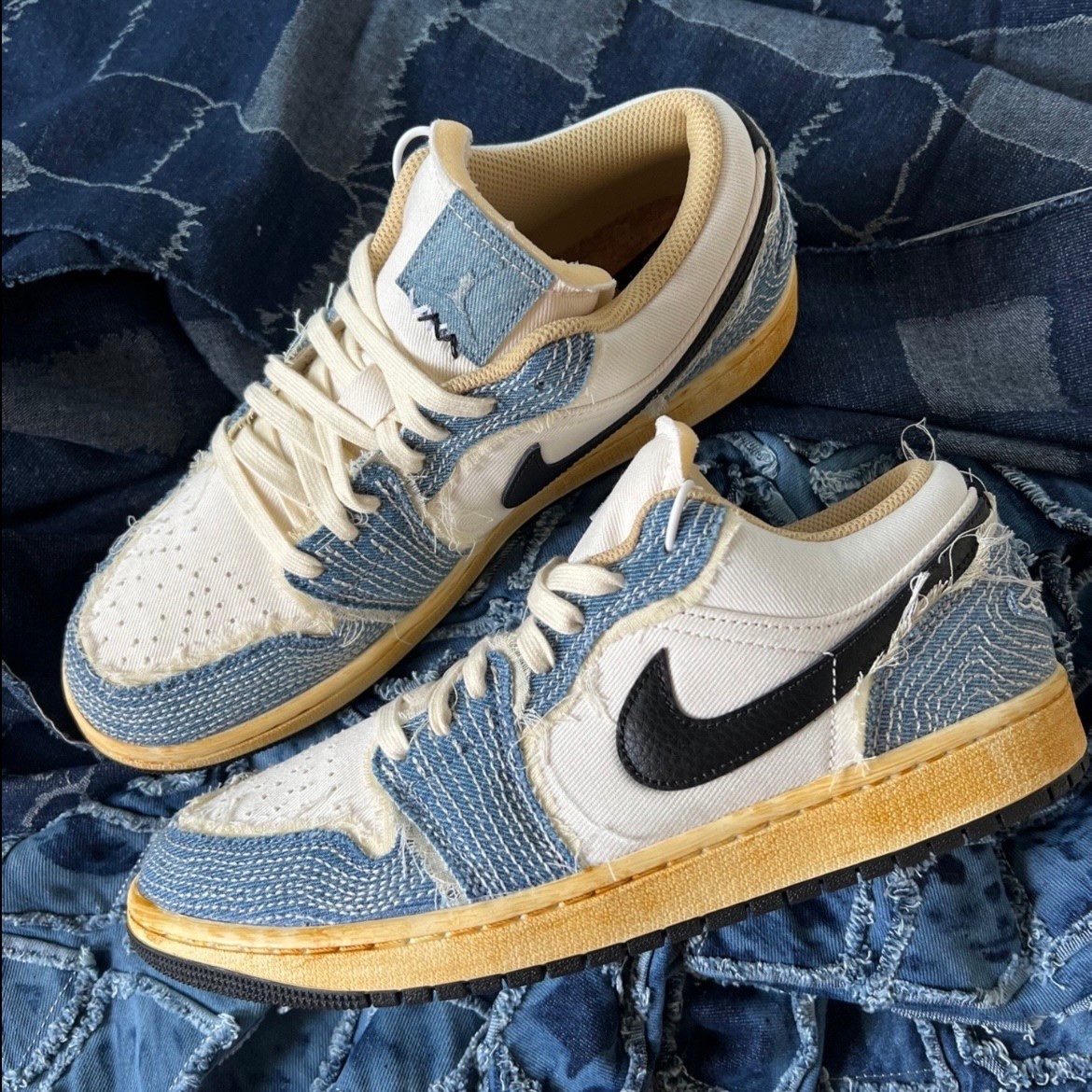 Nike Air Jordan 1 Low "Sashiko" 刺繡丹寧藍 牛仔布 做舊