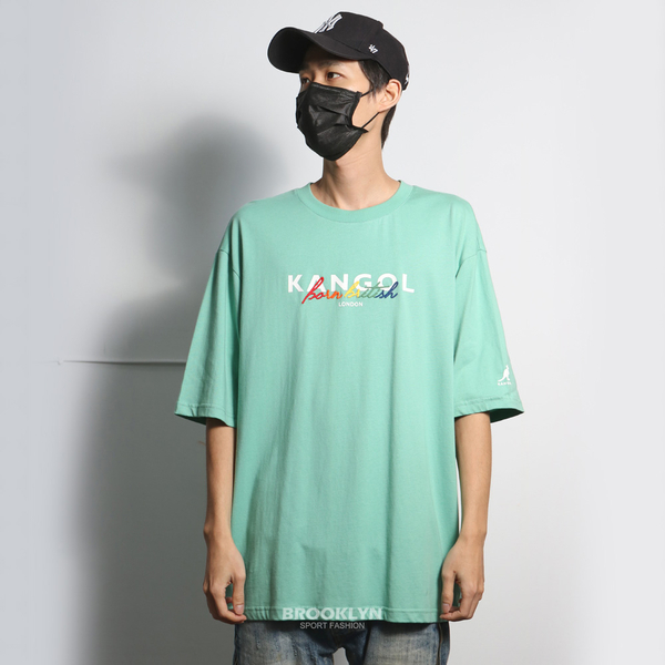 【下殺↘ $399】KANGOL 短袖 短T 淺綠 彩虹草寫 袋鼠 棉 男 (布魯克林) 6125100371