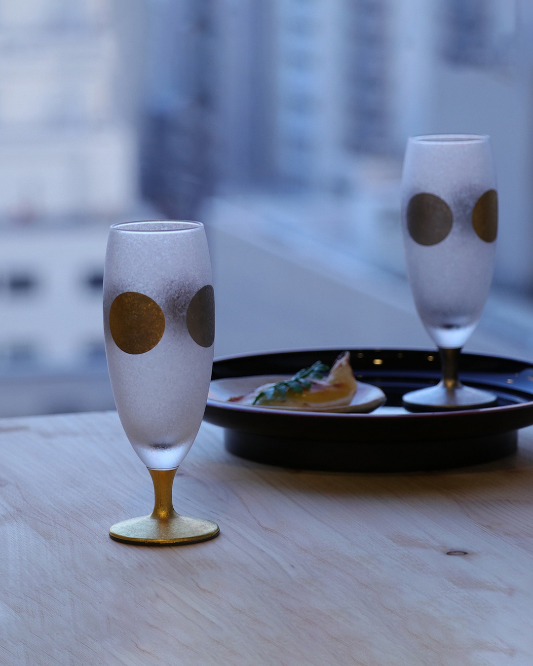 日月磨砂短柄酒杯套裝｜石塚硝子