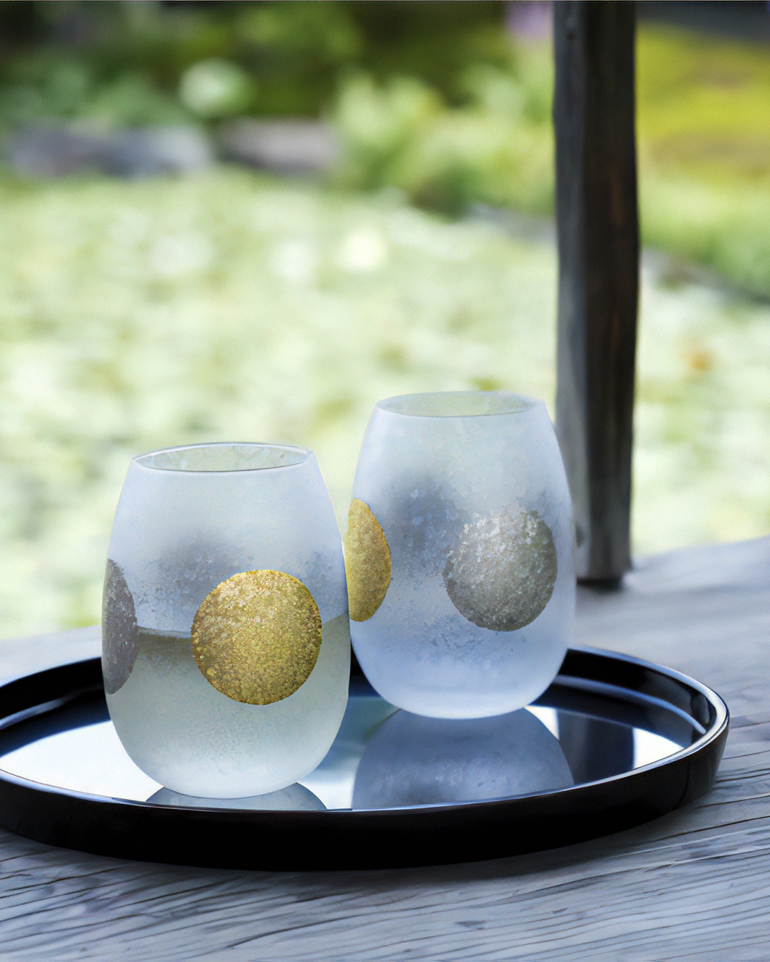 日月磨砂對杯套裝｜石塚硝子