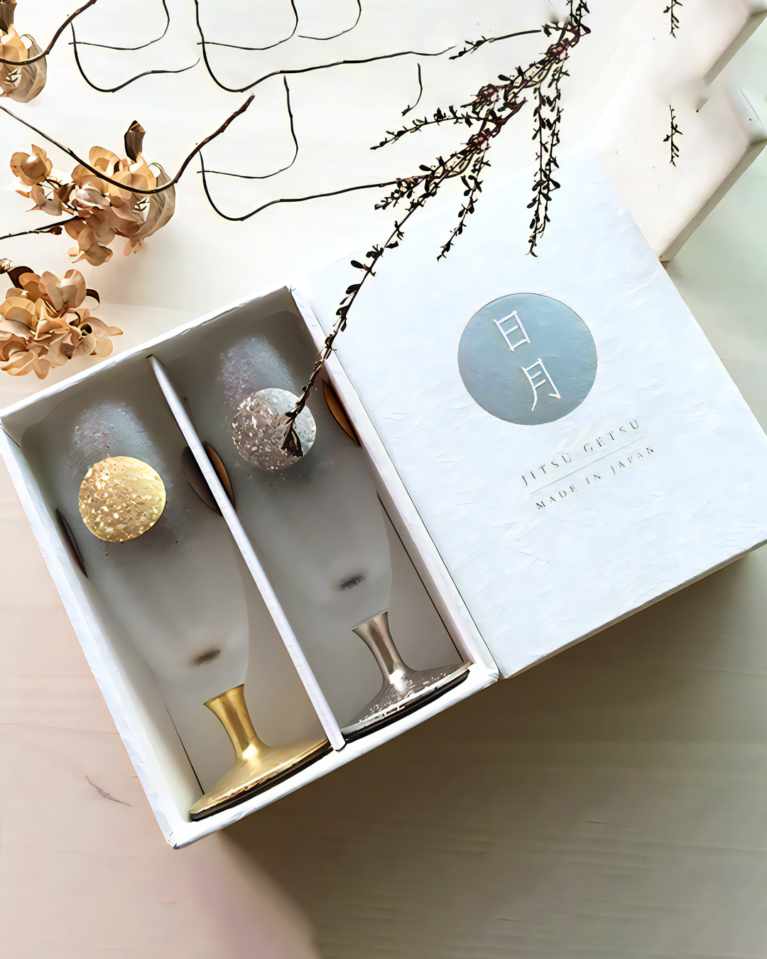 日月磨砂短柄酒杯套裝｜石塚硝子