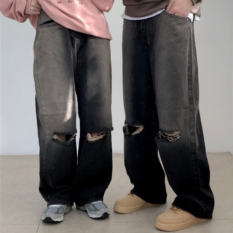 復古漸層牛仔寬褲