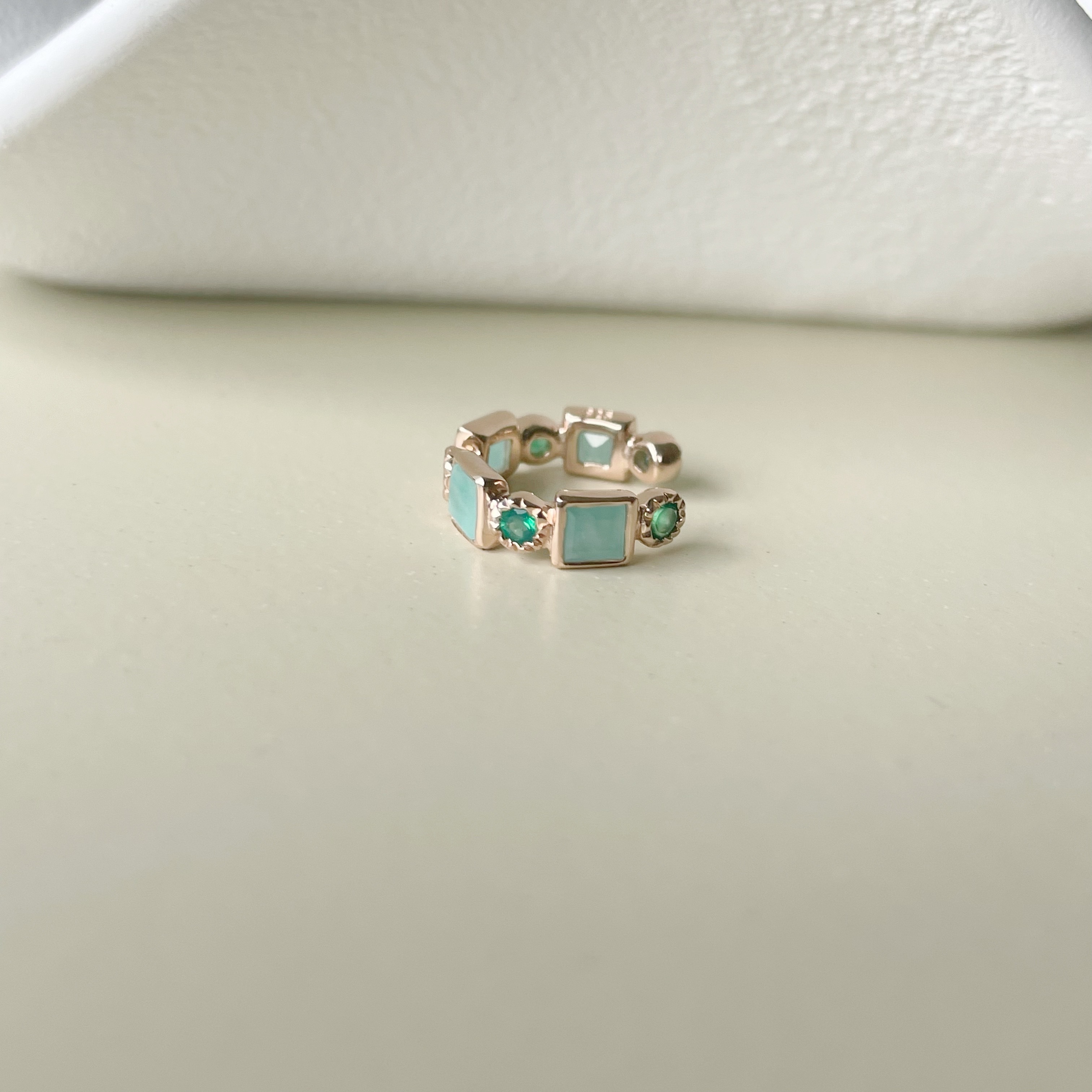 方圓整圈天河綠瑪瑙耳骨夾