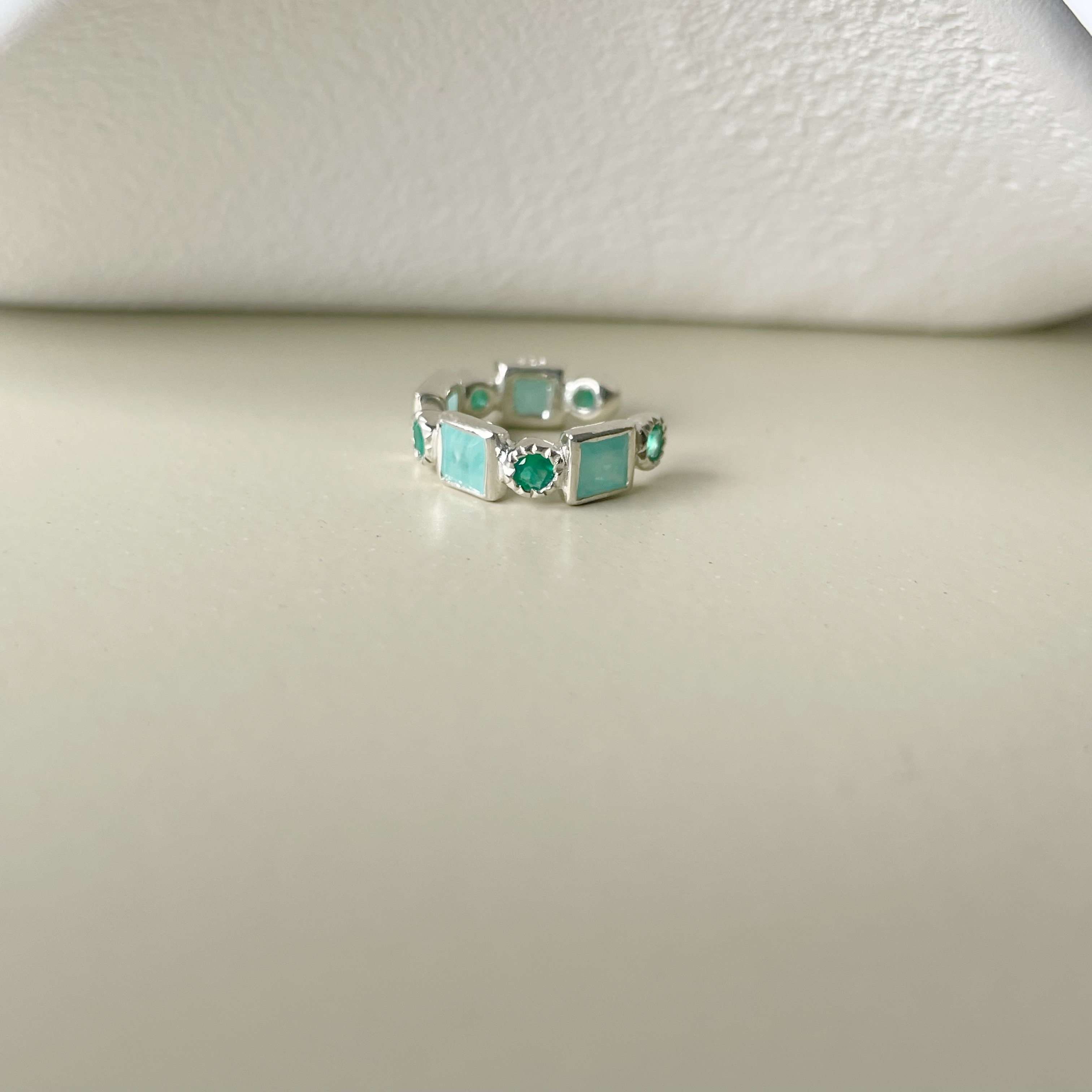 方圓整圈天河綠瑪瑙耳骨夾