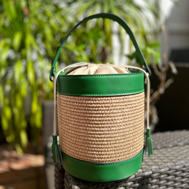 M.F.P.M - Bucket Leather Bag - Rafia - Big - Green