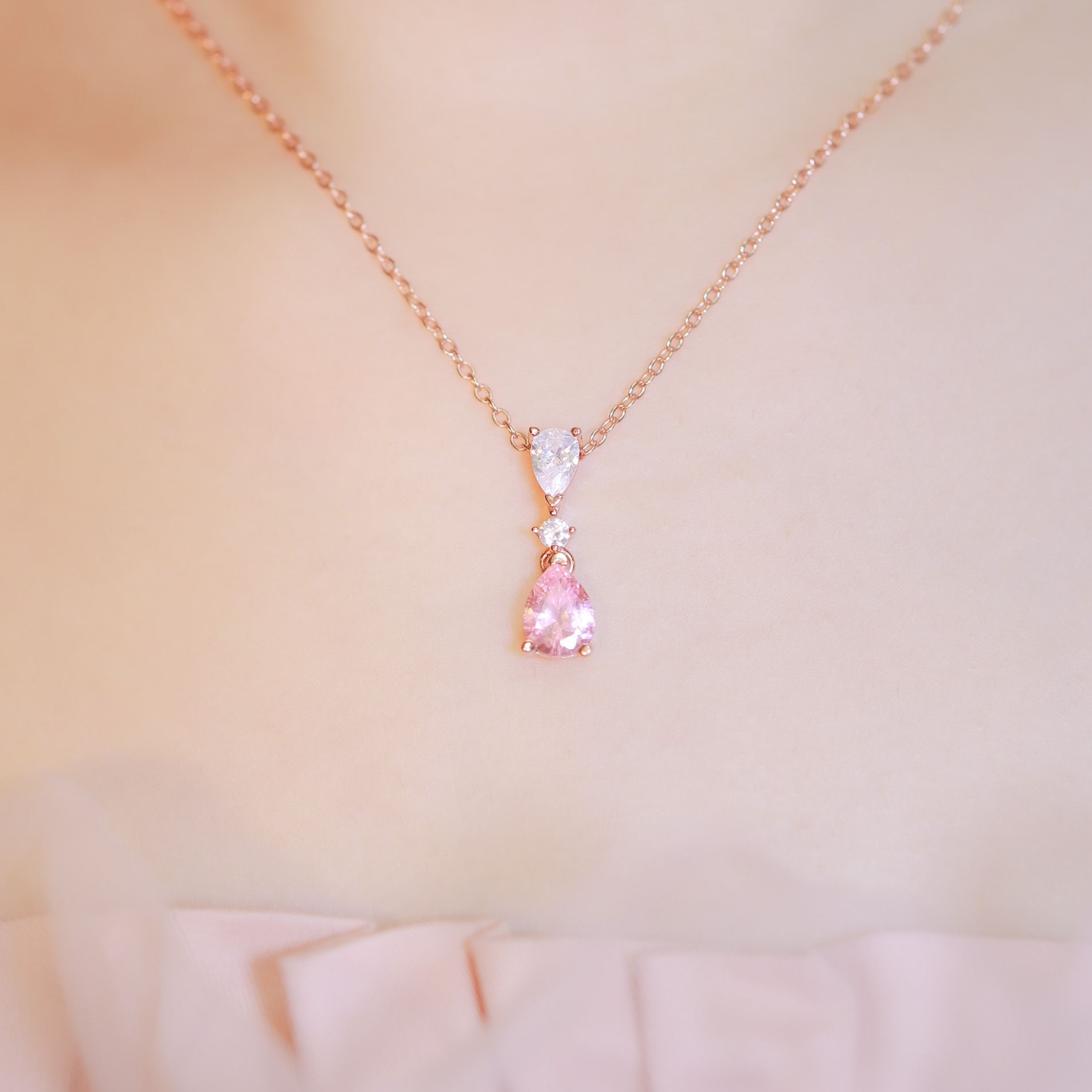 | 925 Silver・White Gold・Rose Gold | Pinky Love Shadow Necklace（Silver / Rose Gold） | NE0279 |