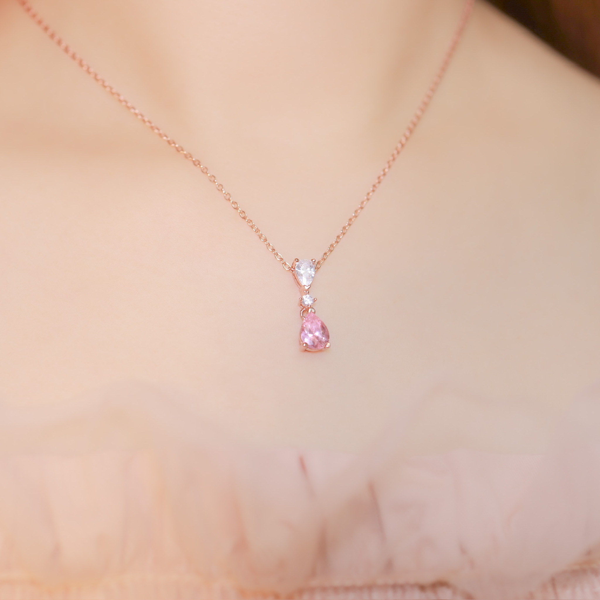 | 925 Silver・White Gold・Rose Gold | Pinky Love Shadow Necklace（Silver / Rose Gold） | NE0279 |