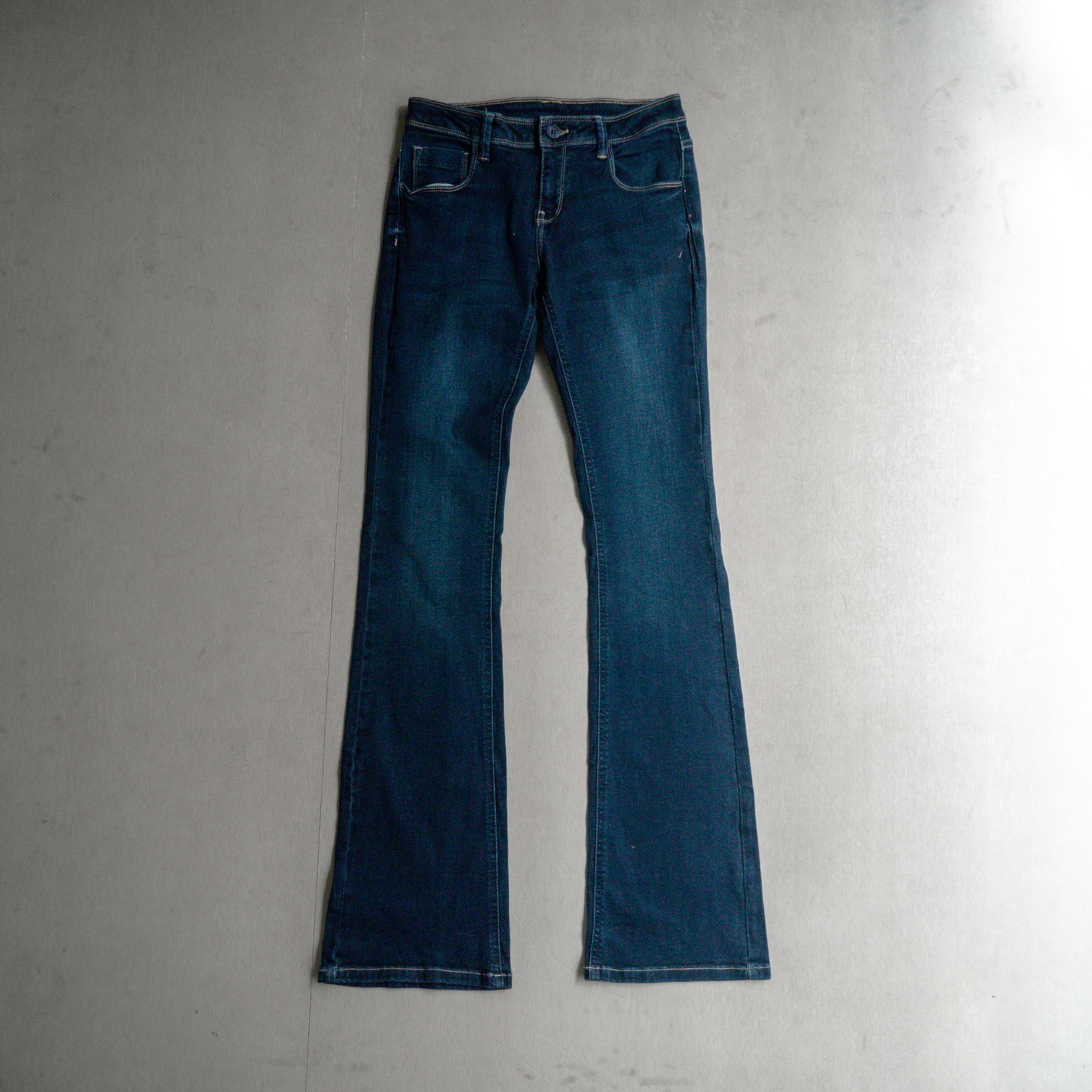 VINTAGE FLARE DENIM 女裝 深藍 窄版 低腰 丹寧 靴型 喇叭褲