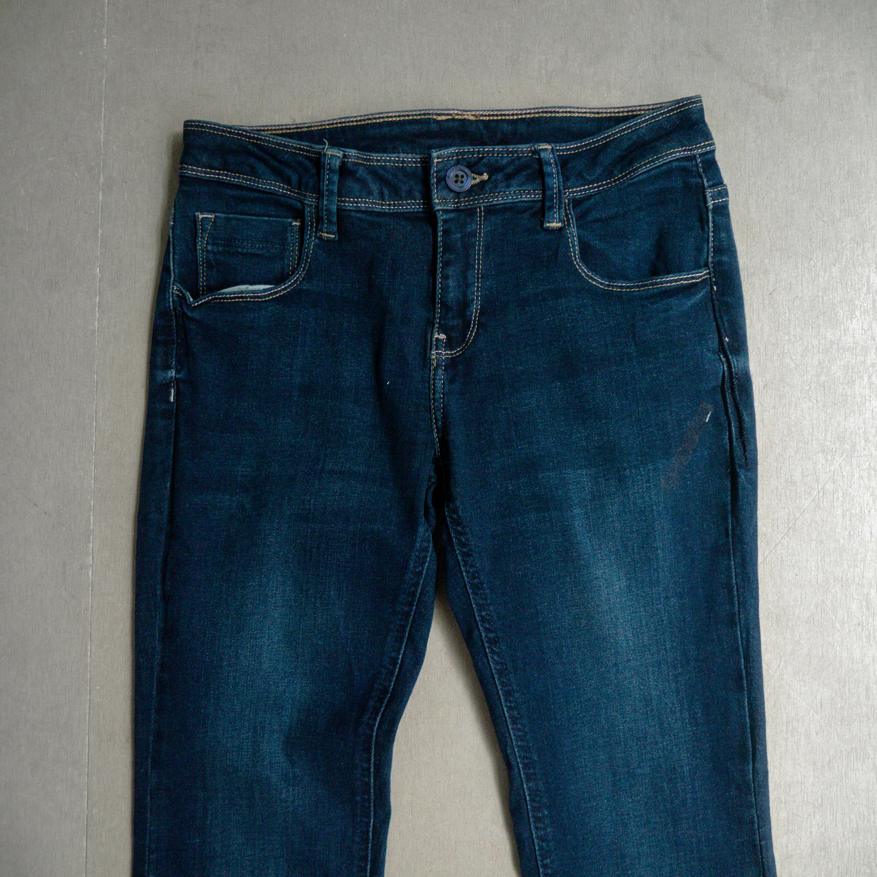 VINTAGE FLARE DENIM 女裝 深藍 窄版 低腰 丹寧 靴型 喇叭褲