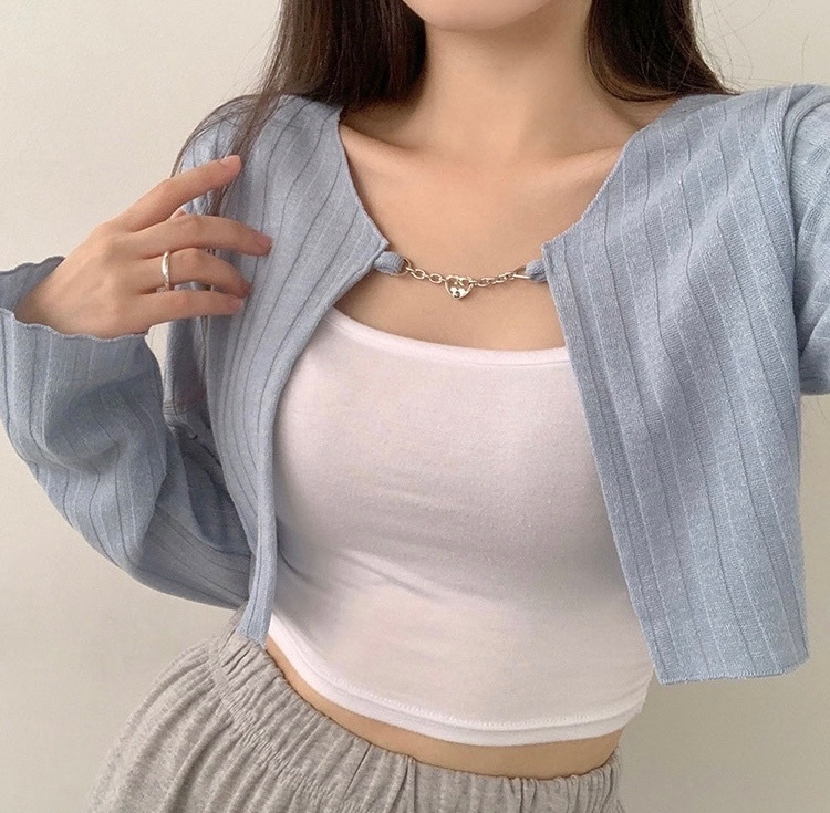 【優惠預訂】韓國心型扣針織短款外套（3色）