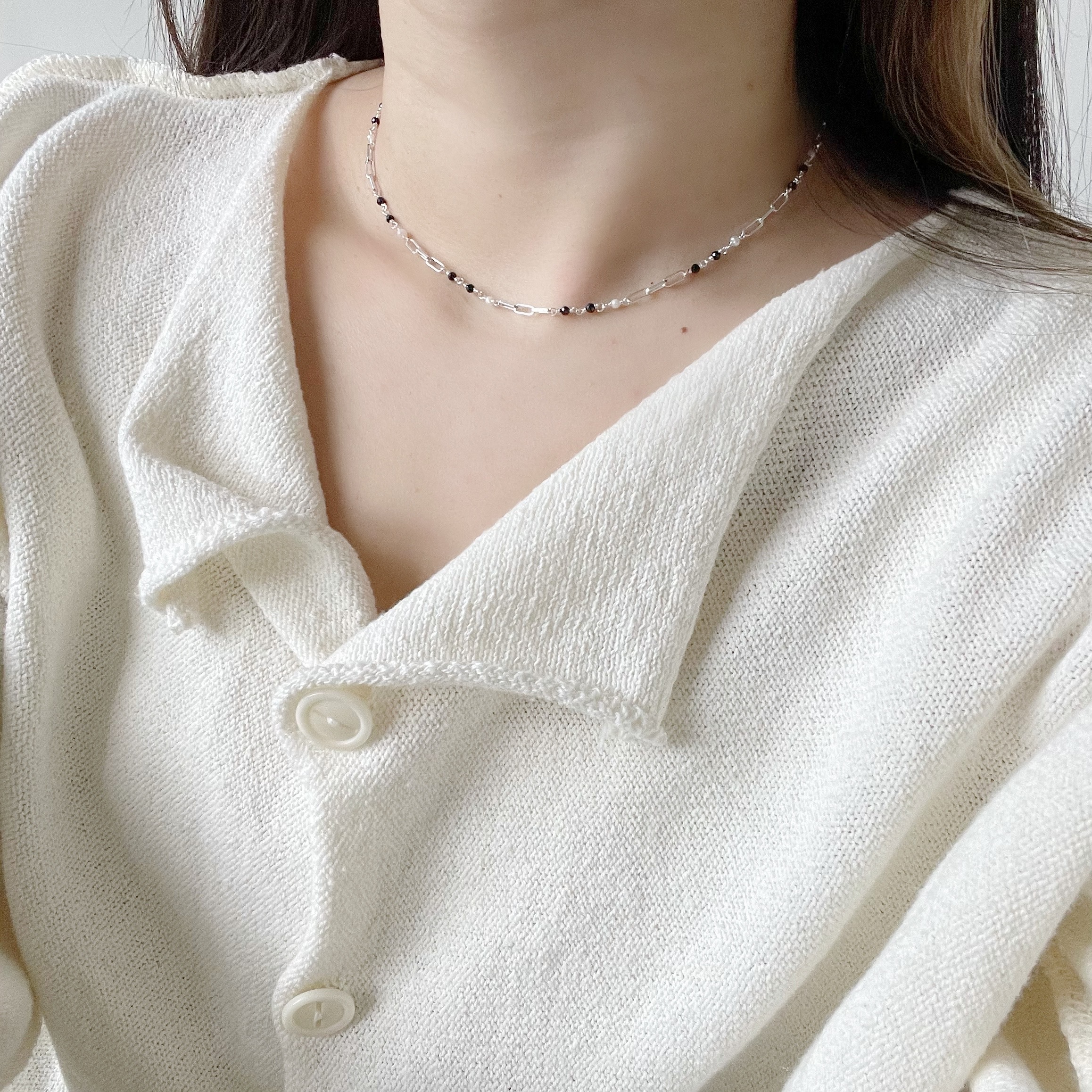 long box黑尖晶珍珠choker