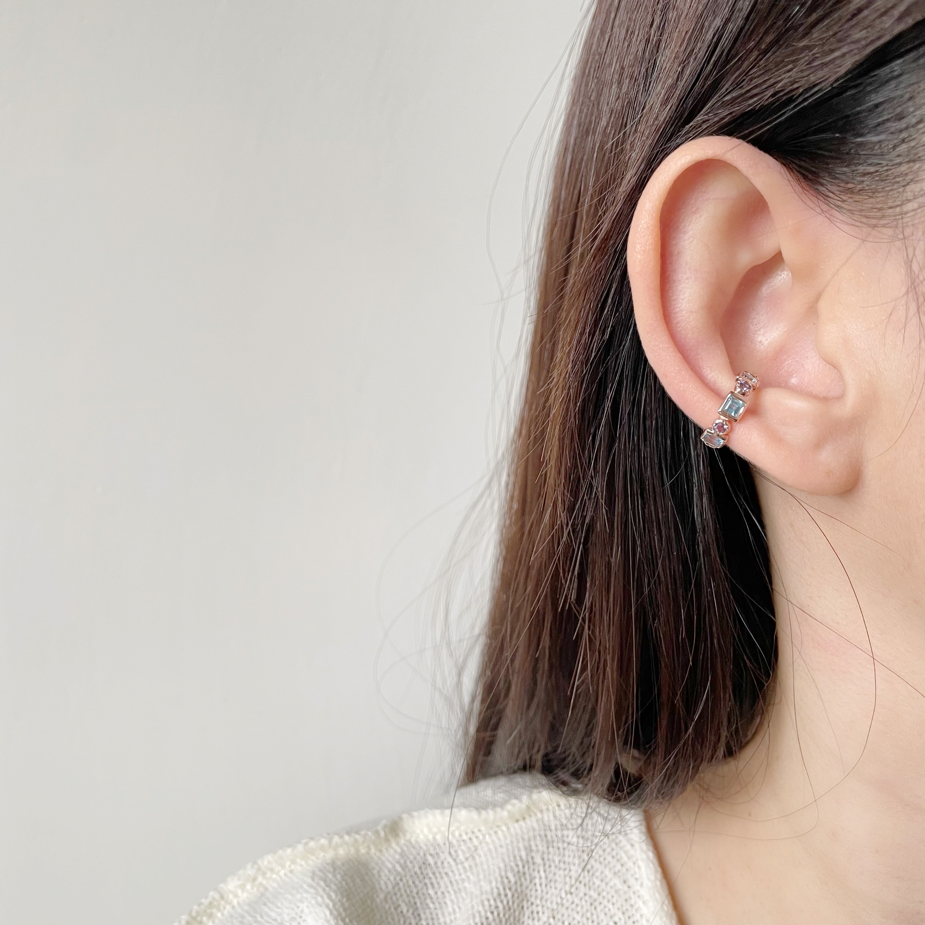 方圓整圈托帕菫青石耳骨夾