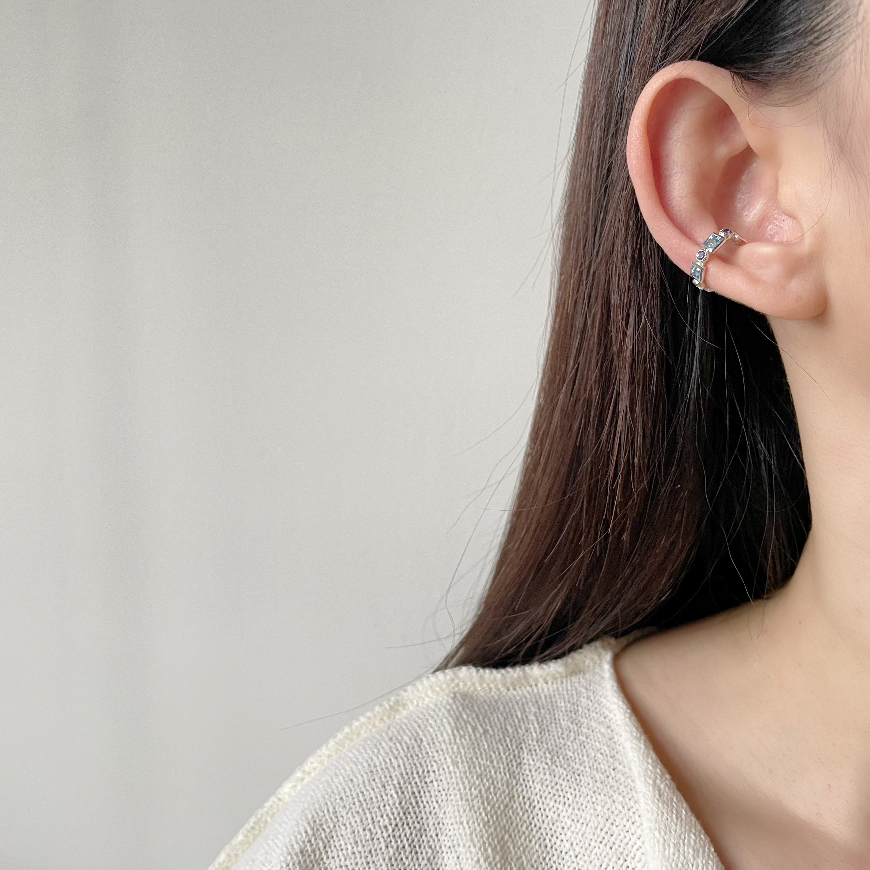 方圓整圈托帕菫青石耳骨夾