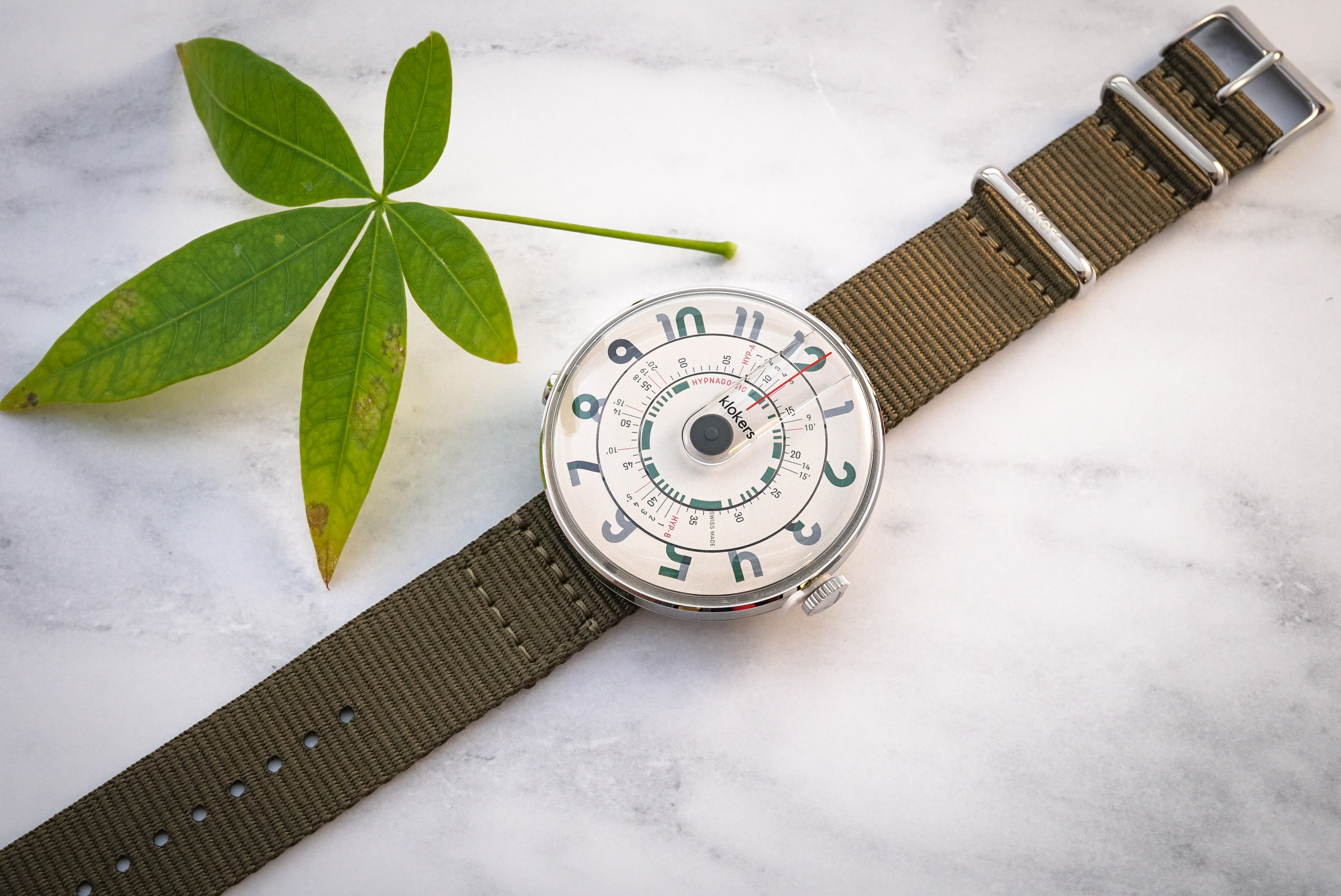 KLOK-01-H3 綠字錶頭+單圈尼龍錶帶