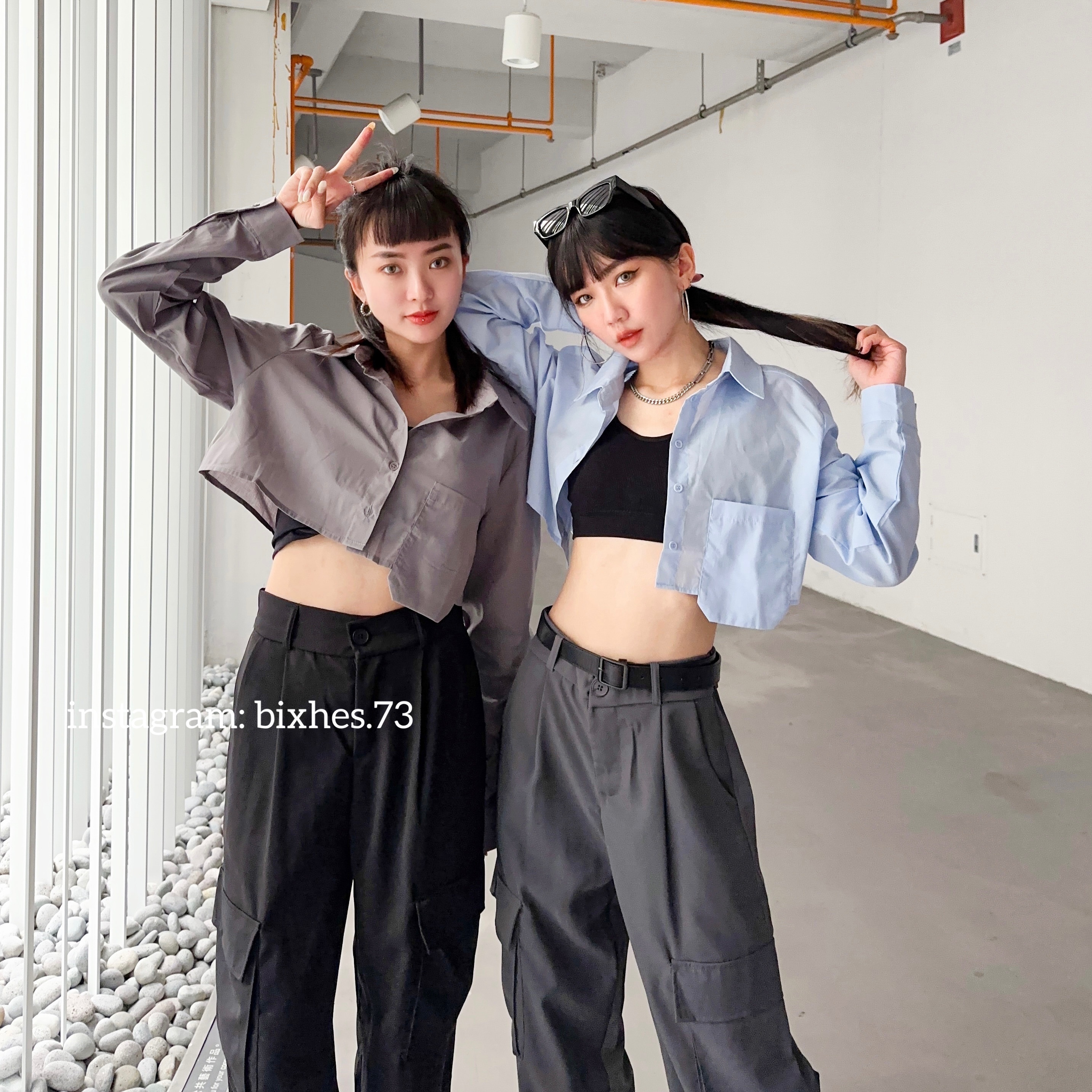 造型口袋短版長襯衫(G00027)