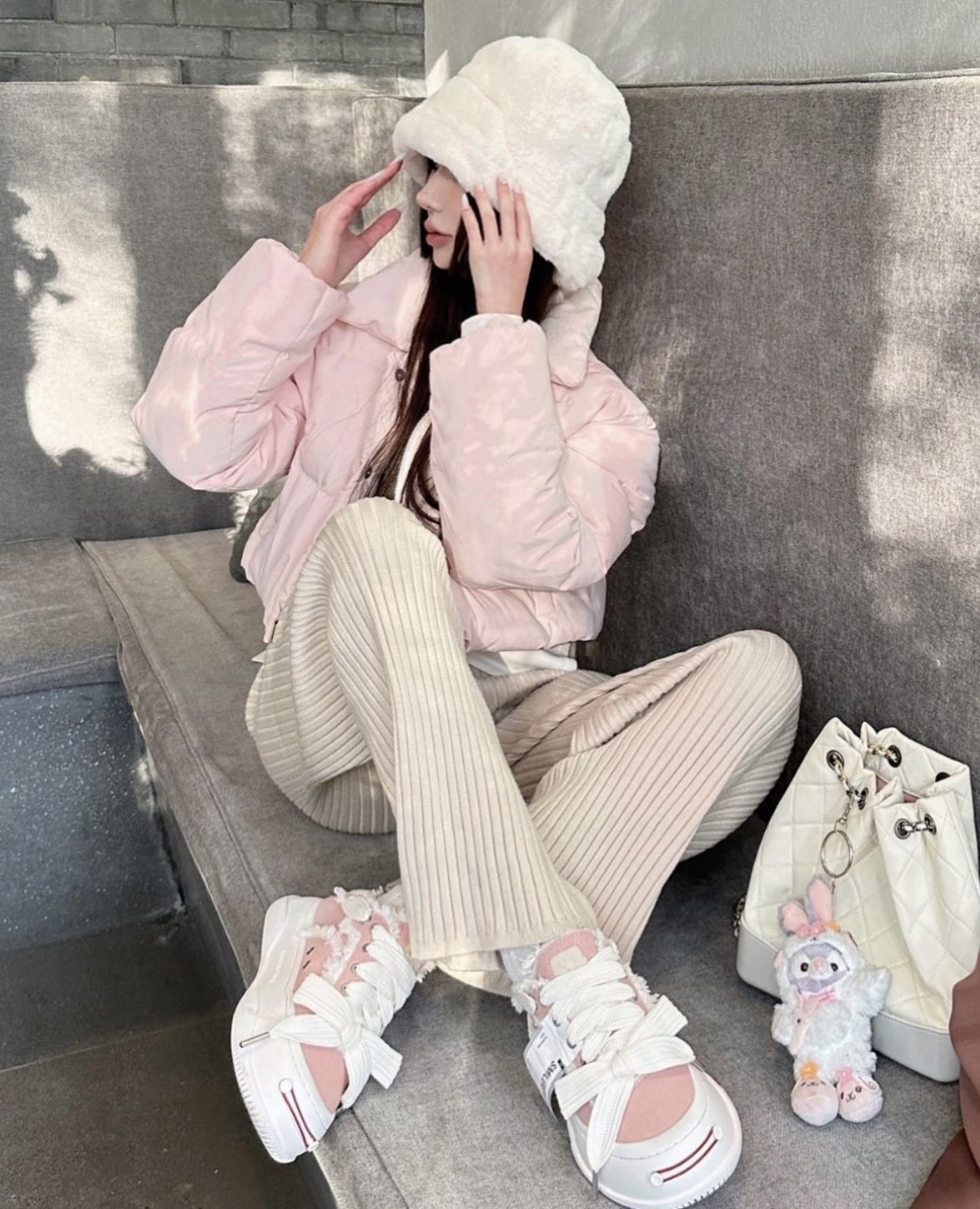 SMILEREPUBLIC 蝴蝶結笑臉帆布鞋 粉白 粉色 蝴蝶結 開口笑 厚底 百搭 SR20220101035/預購