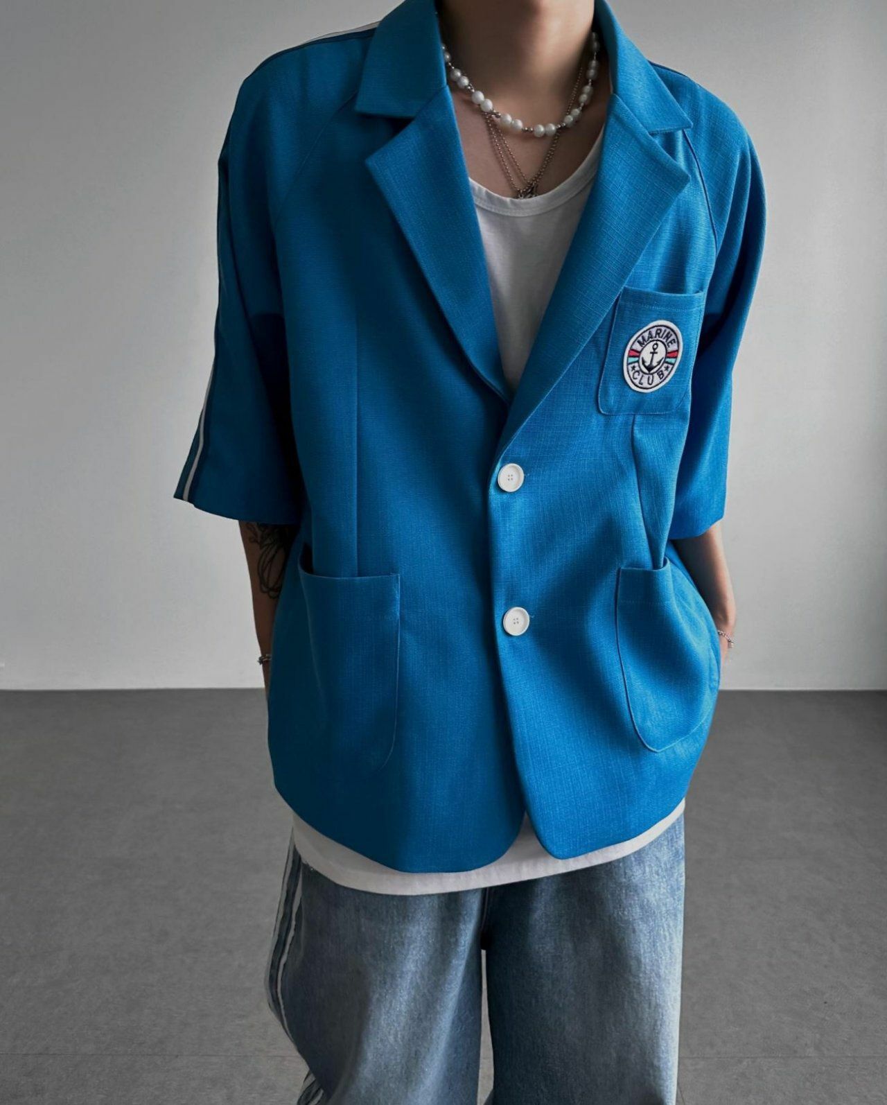 襟章短袖西裝褸 JK2383