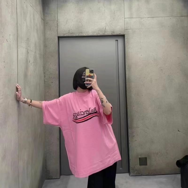 Balenciaga粉色字母印花圓領短袖Tee 720198 TNVE7 1715  -T