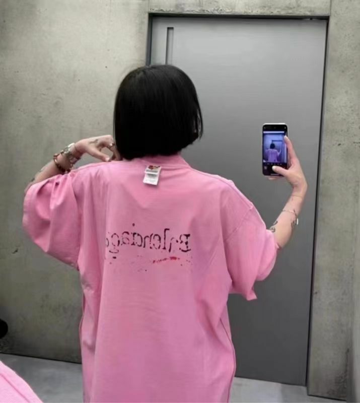 Balenciaga粉色字母印花圓領短袖Tee 720198 TNVE7 1715  -T
