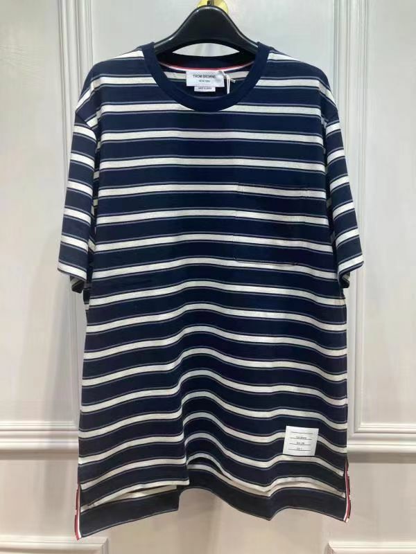 Thom Browne男款海軍藍條紋短袖Tee  MJS222A   J0086  415 -T
