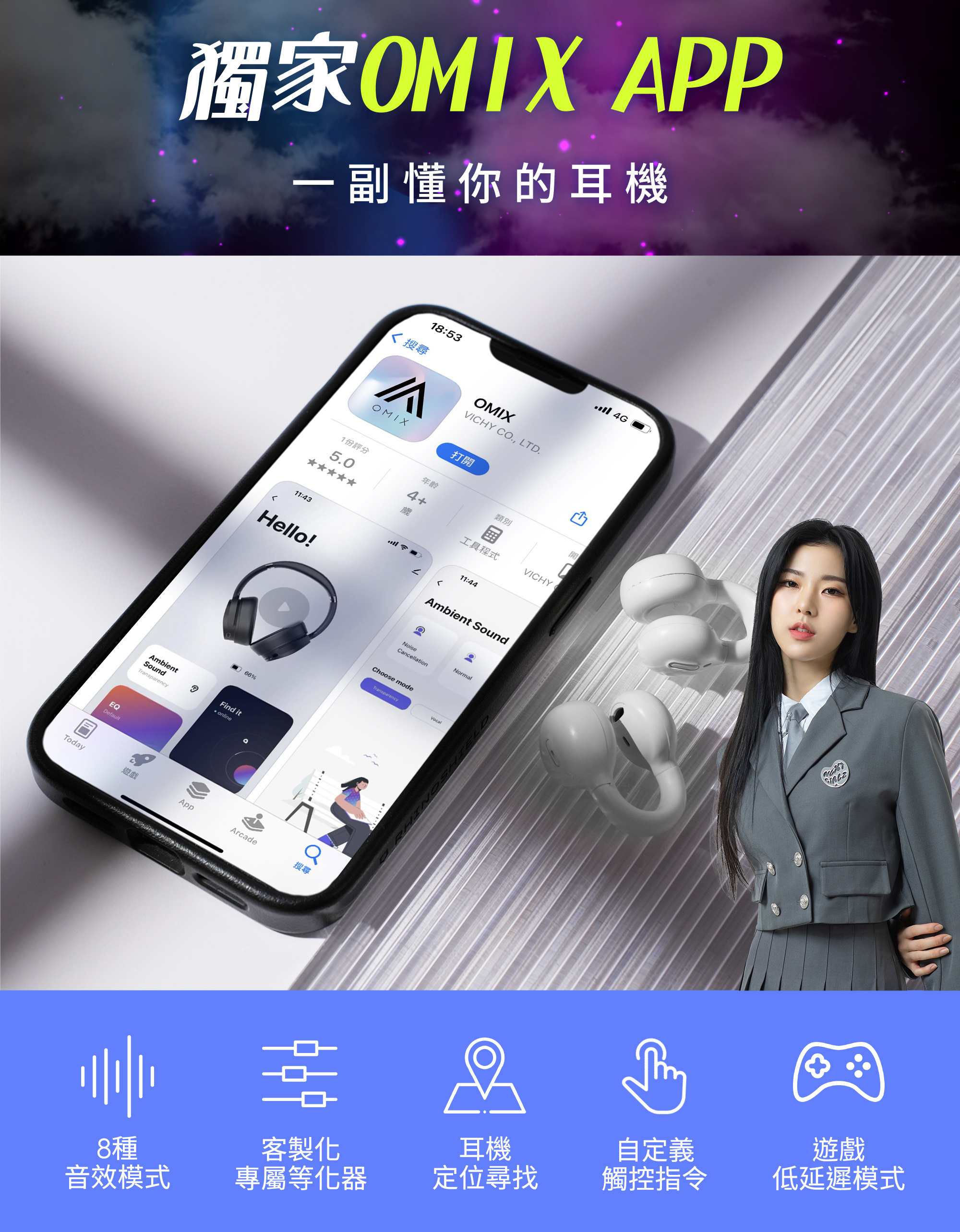 未來少女,nextgirlz,OMIX,歐米斯,藍牙耳機.聯名耳機,耳上最強,OMIX聽未來聲音