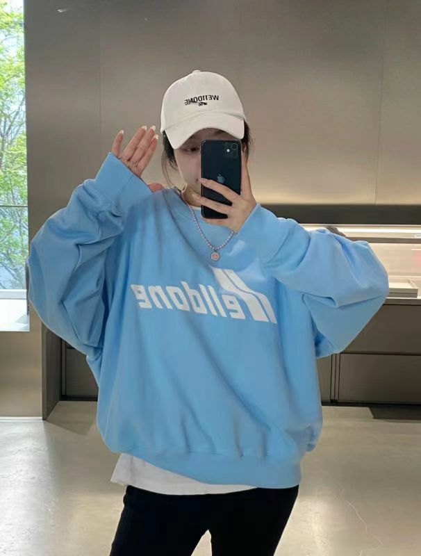 We11done  藍色白字母衛衣    WD-TS1-23-797 -T