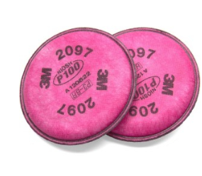 3M P100粉紅色圓形顆粒物過濾棉(粉塵,微量有機氣體,臭氣)-[2097]