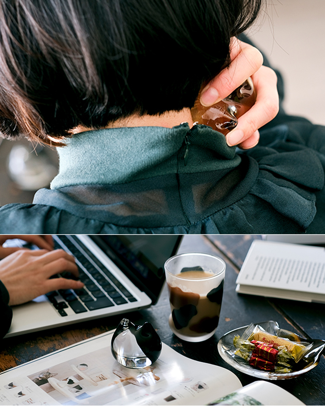 Coconeco 貓兒紙鎮／擺設 白色｜石塚硝子