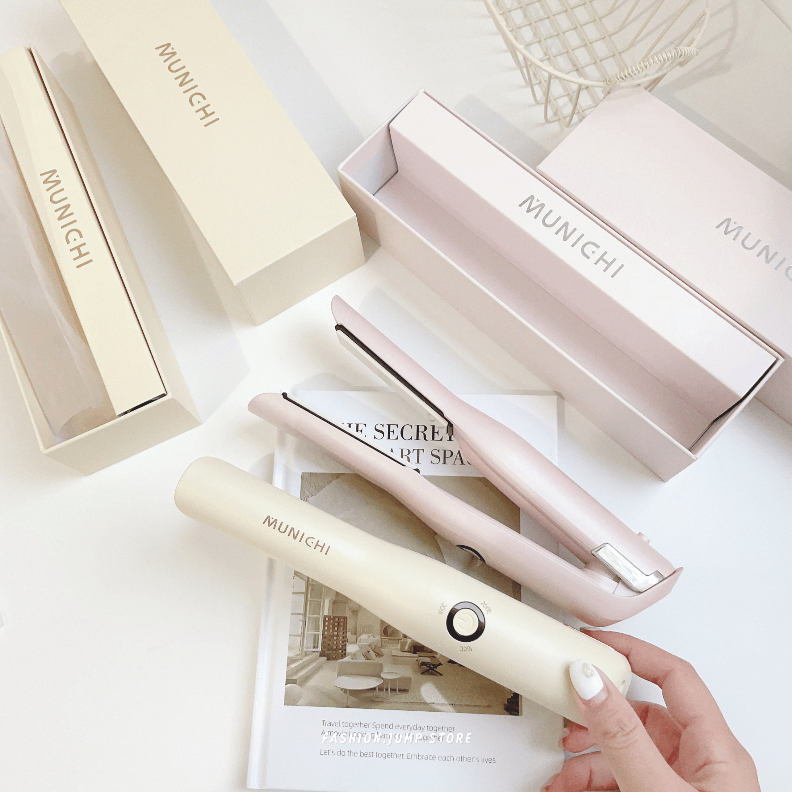 MUNICHI｜直捲兩用溫控無線離子夾 (USB充電式)