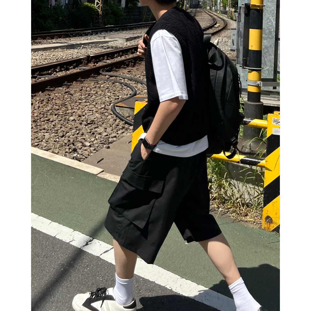 現貨｜多色仿工裝綁腰設計質感短褲