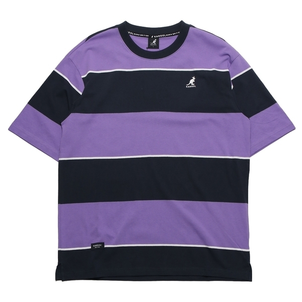【下殺↘ $399】KANGOL 短袖 短T 寬版 落肩 條紋 橫條 紫黑 休閒 男女 6125100192