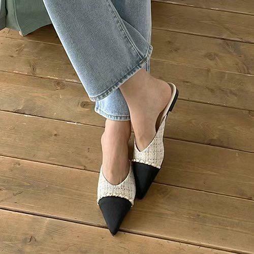 SH#14130 🤎大牌織邊粗花呢貴婦拖