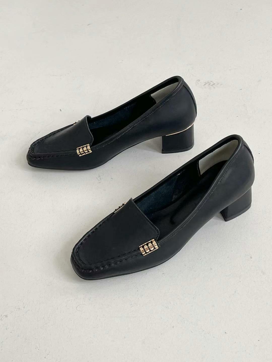 SH#14131 🤎大氣金屬扣真皮鞋