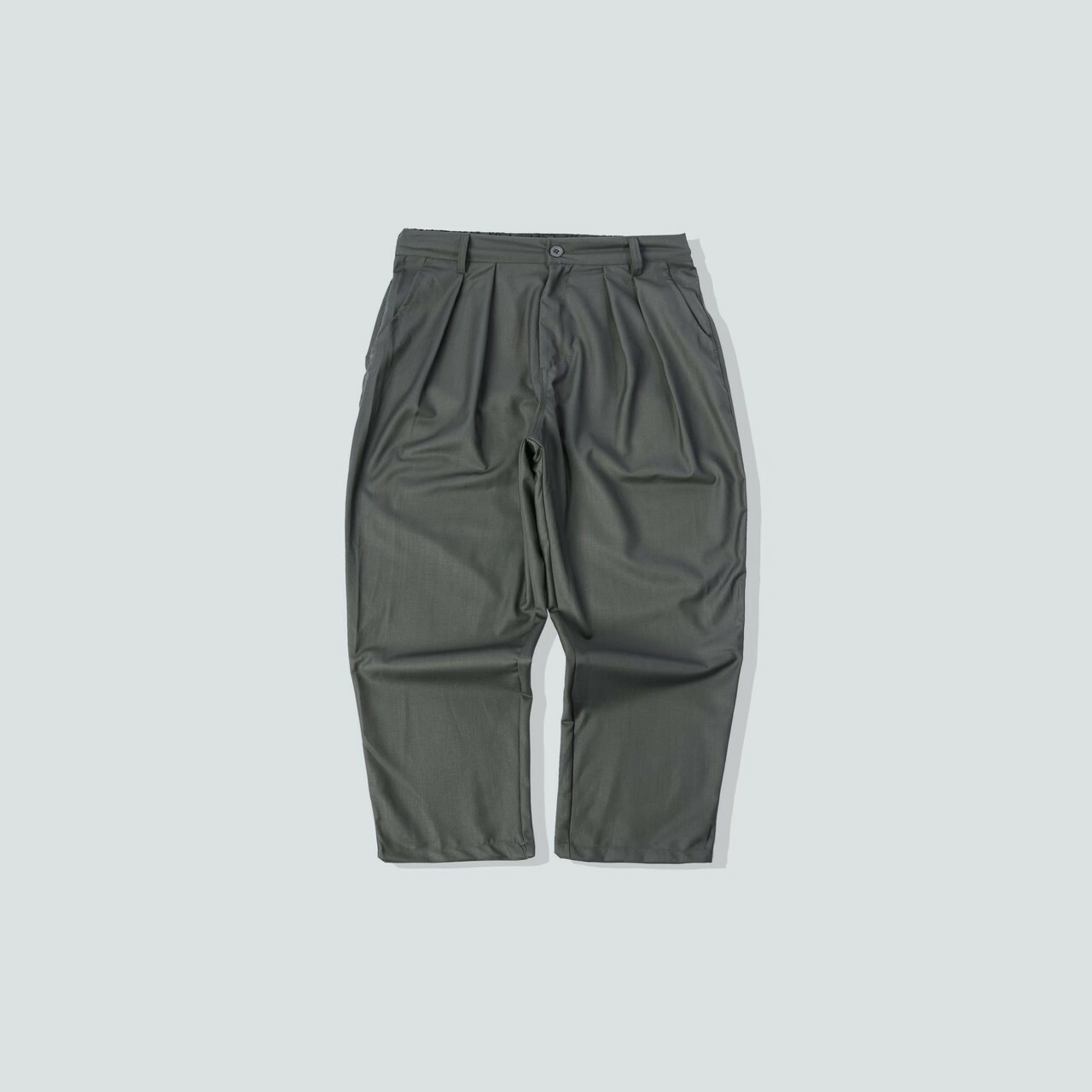 打摺寬鬆垂墜感長褲炭灰商品照