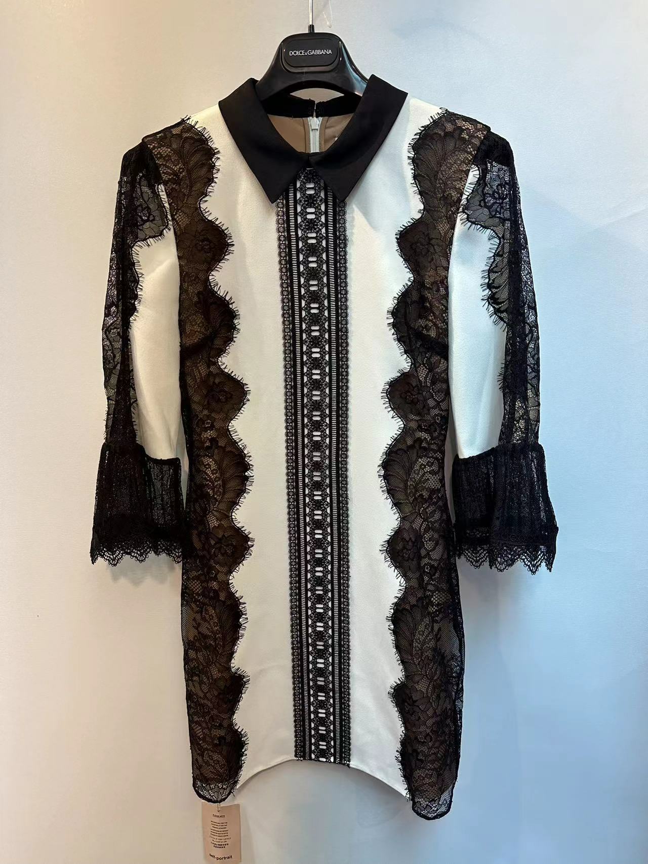 Self portrait 黑白蕾絲高貴連衣裙 -M