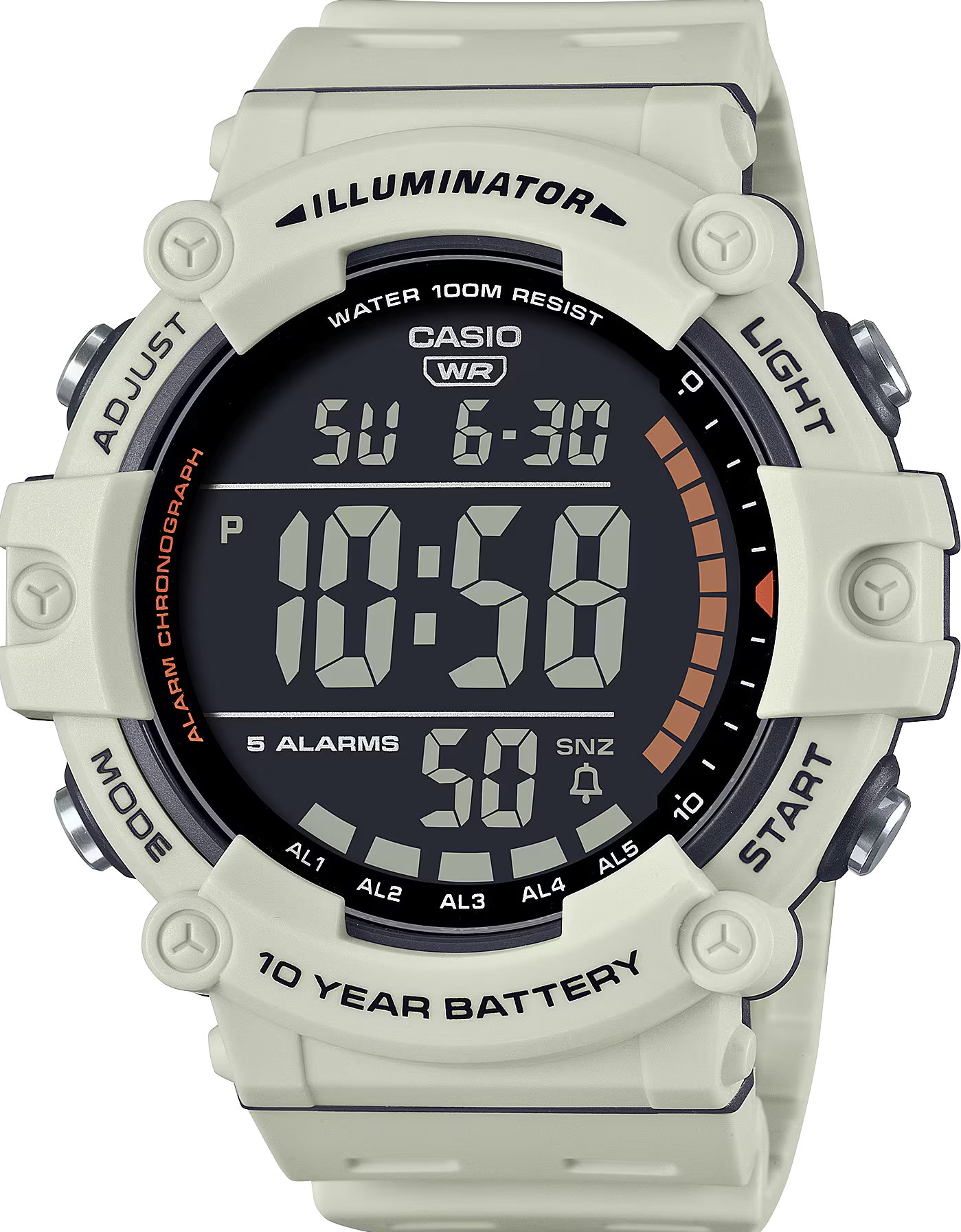 萬年鐘錶 - 卡西歐  CASIO  大錶徑數位顯示電子錶  AE-1500WH-8B2V  錶徑 51.2MM