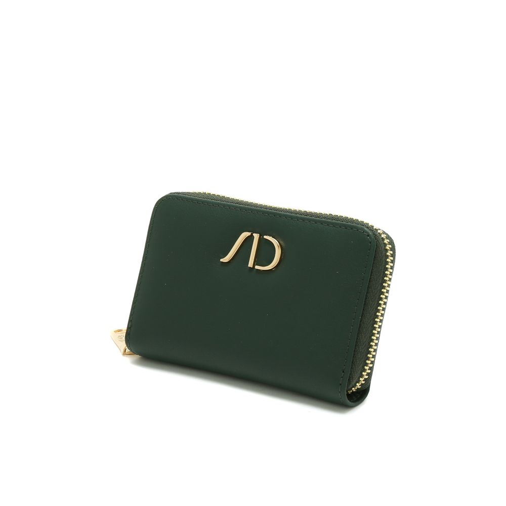柔軟質感Nappa牛皮拉鍊零錢卡片包 綠色