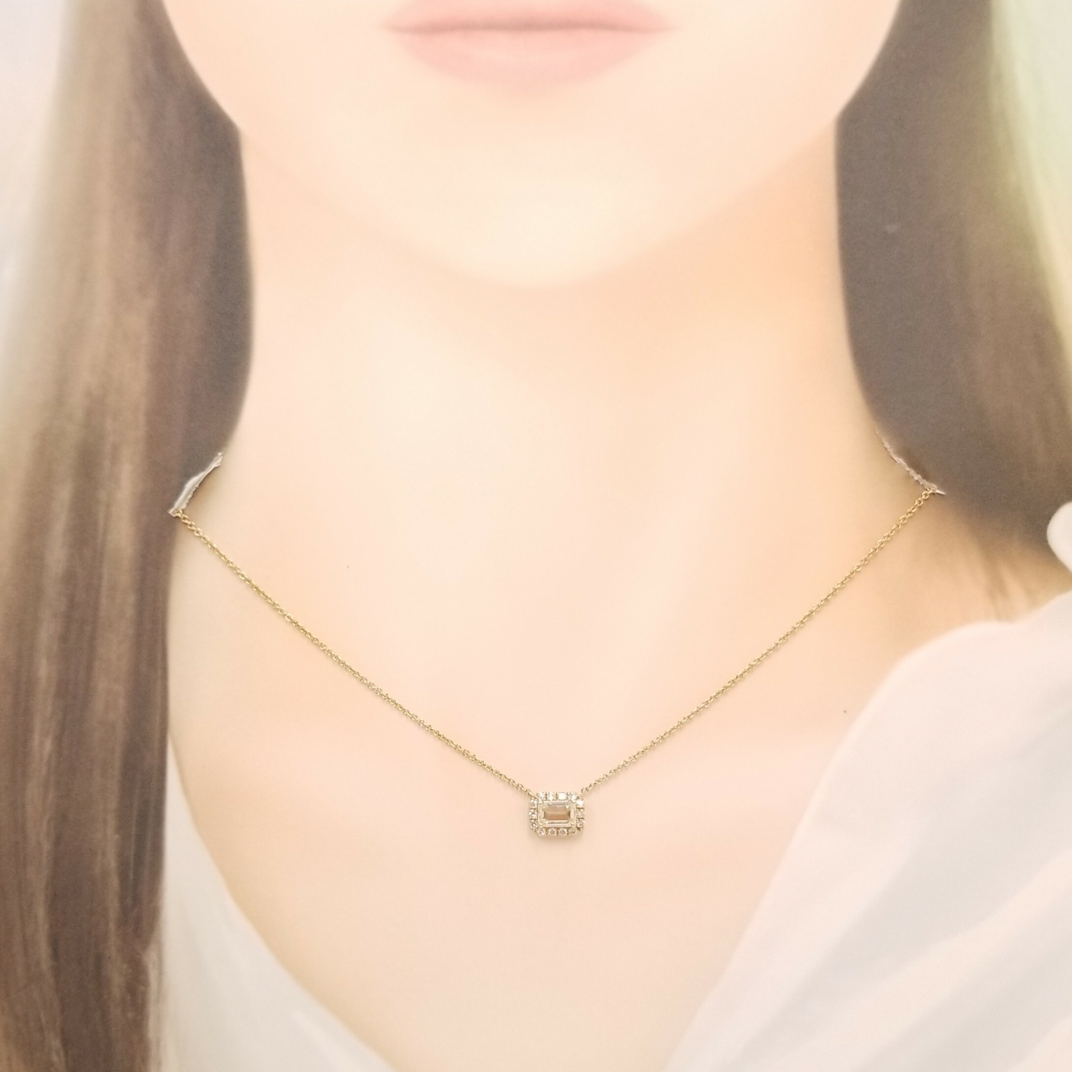 18K Rose Gold 0.67ct Emerald Cut Diamond Necklace