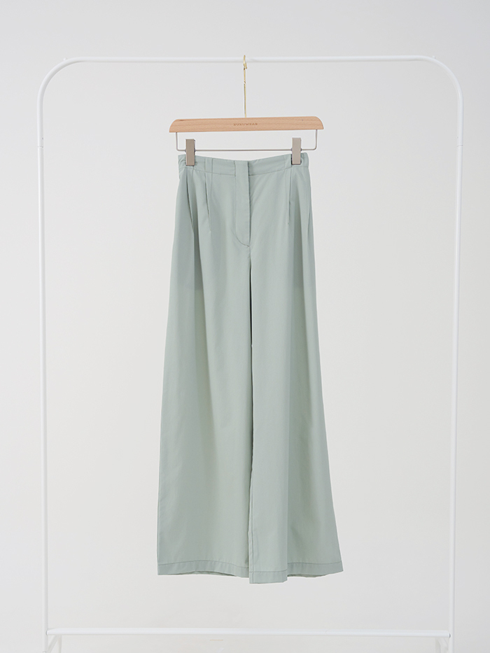 時間說壓折軟料寬褲-翠玉