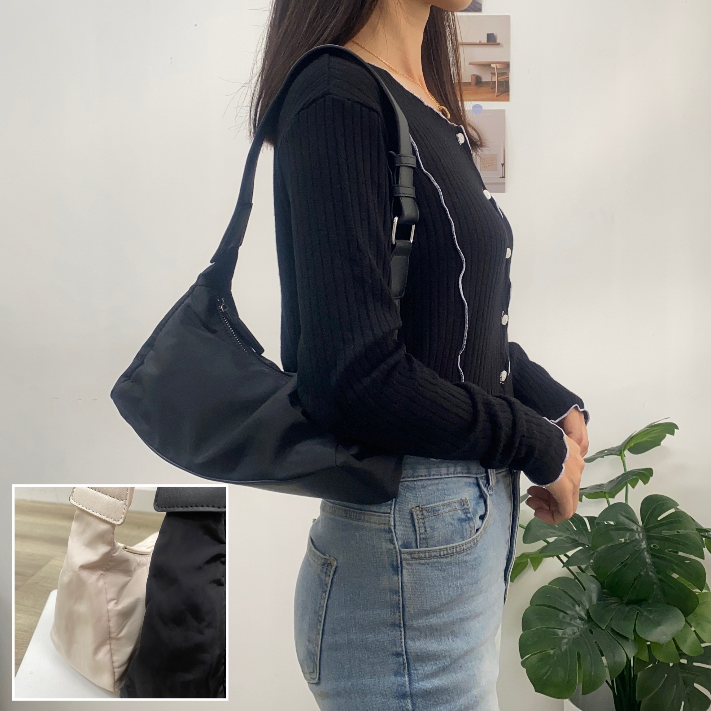 【 黑 現貨  】簡約尼龍肩帶包