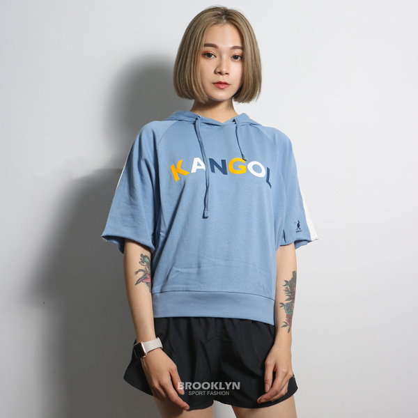 【下殺↘ $399】KANGOL 短袖 短T 寬版 天藍 彩字 休閒 女  6122105081
